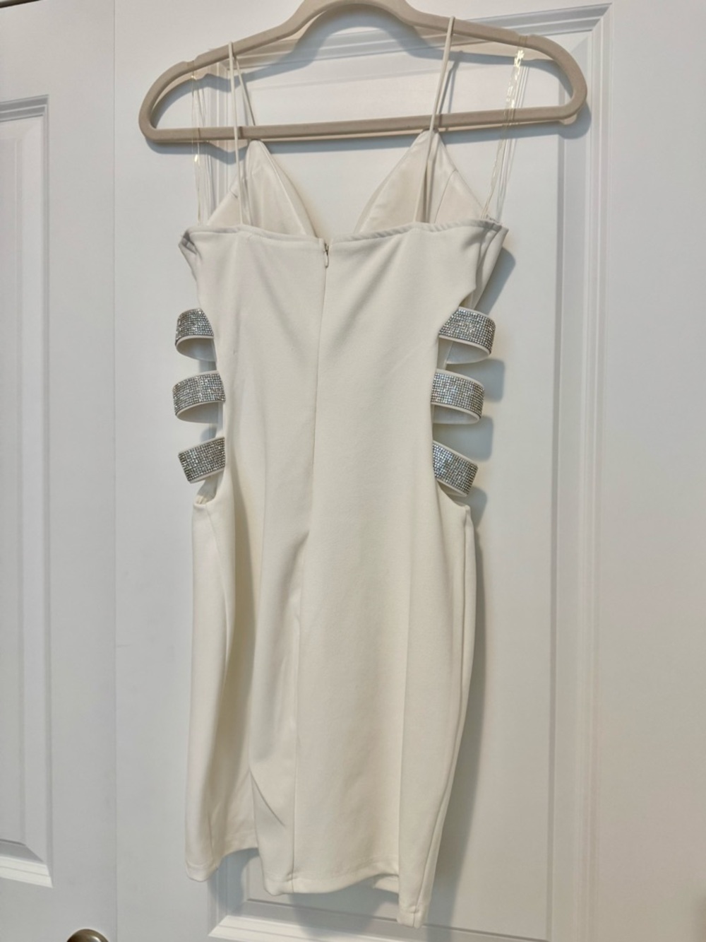 Windsor White Rhinestone Cutout Mini Dress for Bride, Bachelorette, Club - Picture 3 of 6